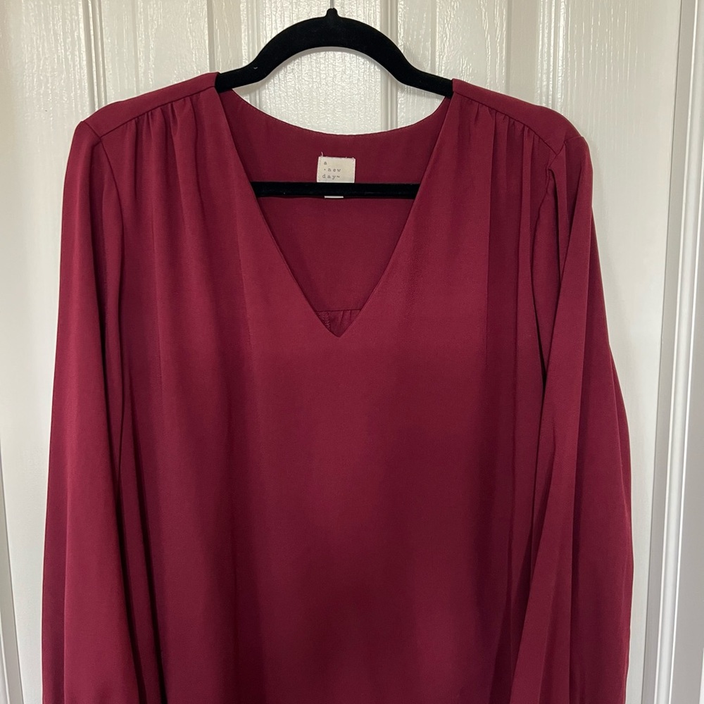 A New Day Long Sleeve V-Neck Swing Dress Size L EUC - Picture 3 of 7